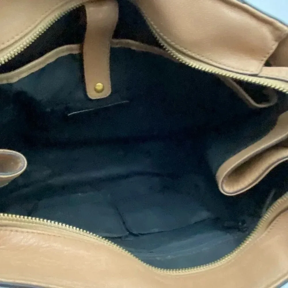Rebecca Minkoff Tote Bag‎ Womens Tan Leather Zip Sides Shoulder Purse Handbag